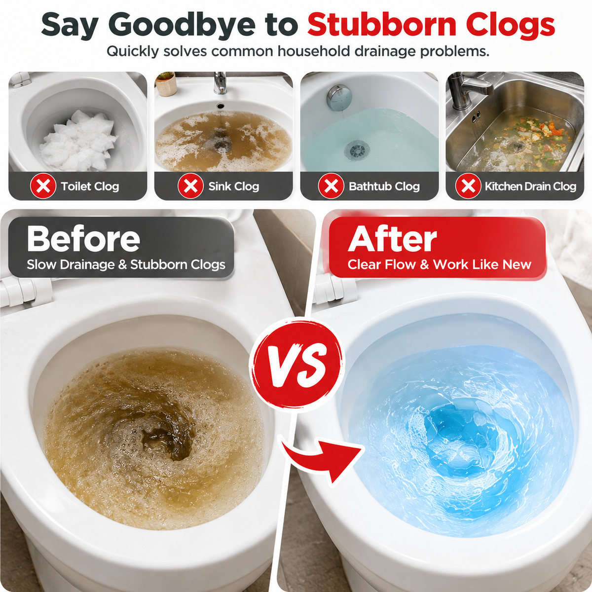 🚽High Pressure DrainCleaner - Powerful Toilet &Sink Clog Remover Tool