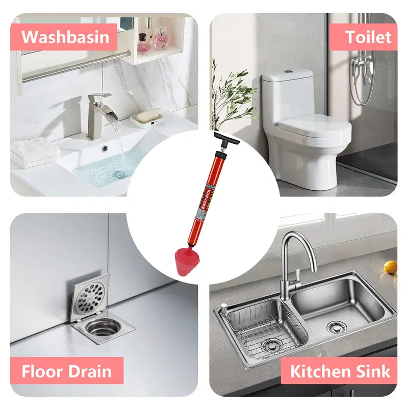 🚽High Pressure DrainCleaner - Powerful Toilet &Sink Clog Remover Tool